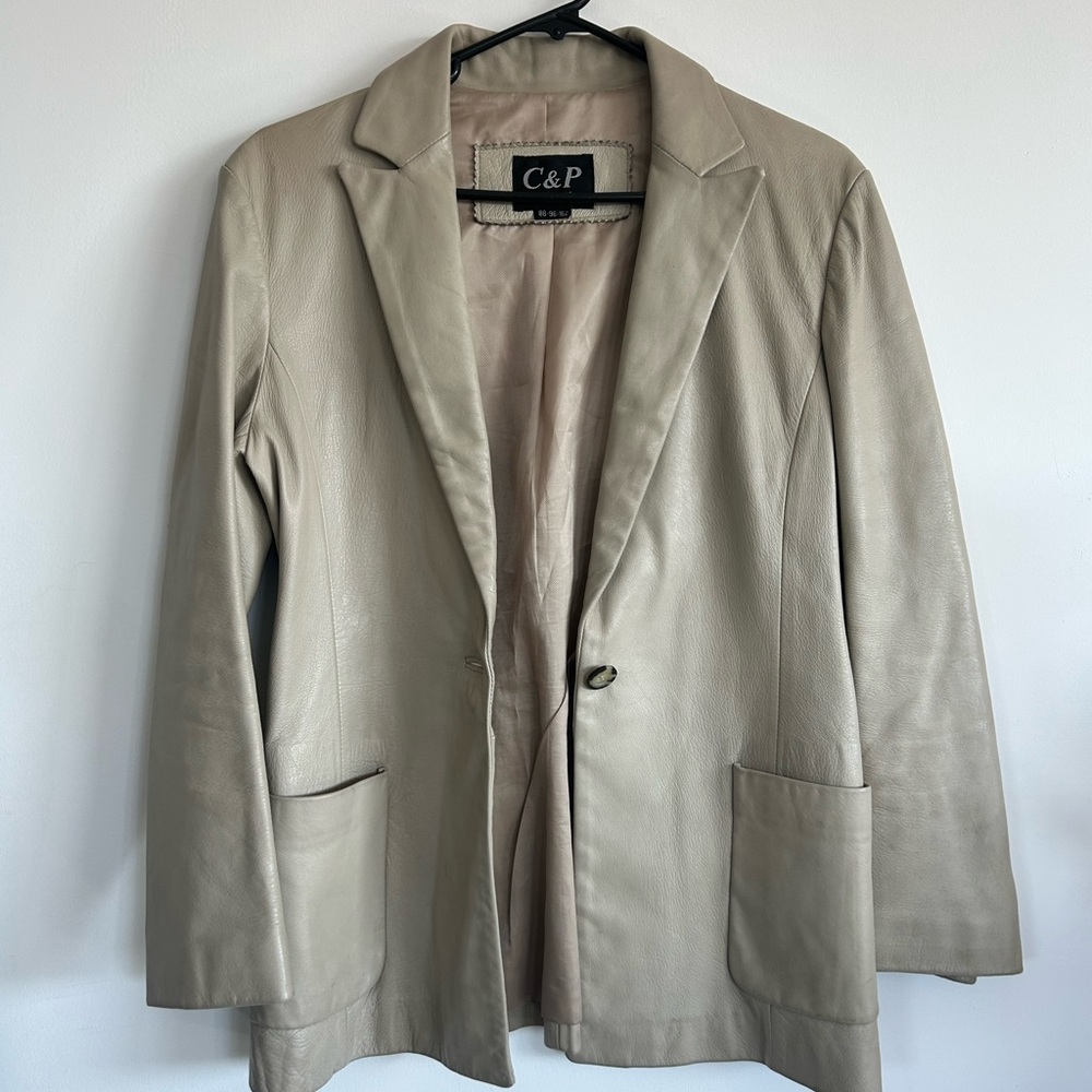 C&P Beige Leather Jacket - image 1